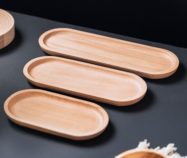 Wooden Serving Tray, Nut Bowl, and Plate Set