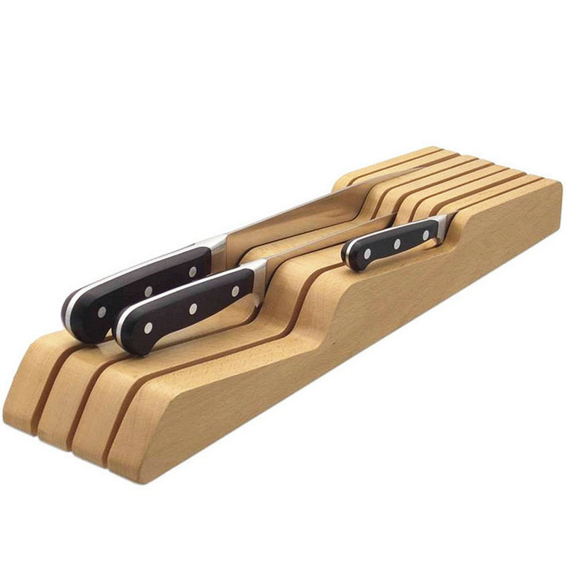 Wooden Knife Block Drawer for Kitchen Utensils Storage