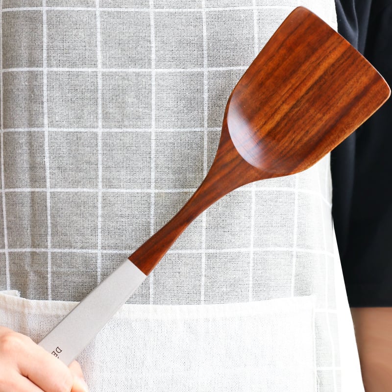Natural Teak Wooden Kitchen Utensils Set with Long Handle